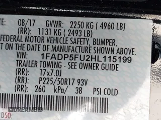 2017 Ford C-Max Energi Titanium with VIN 1FADP5FU2HL115199, listed as a IAAI auction lot 42001944 with 57,609 mi miles. Bid and sale history available at carsss.com. Image 9.