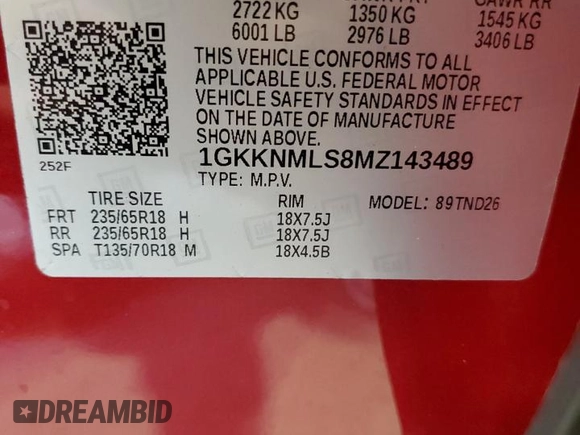2021 GMC Acadia SLT with VIN 1GKKNMLS8MZ143489, listed as a Copart auction lot 83545894 with 34,427 mi miles and Salvage Title. Bid and sale history available at carsss.com. Image 15.