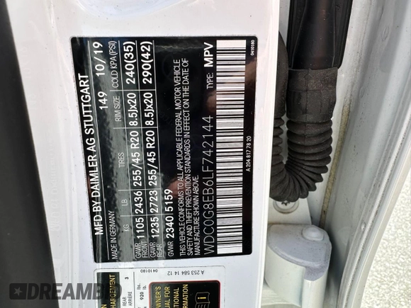 2020 Mercedes-Benz GLC 300 z VIN WDC0G8EB6LF742144, wystawiony jako Copart lot #57824515 z przebiegiem 104 234 mil mil oraz Czysty tytuł • Clean title. Historia ofert i sprzedaży dostępna na DreamBid. Obrazek 10.