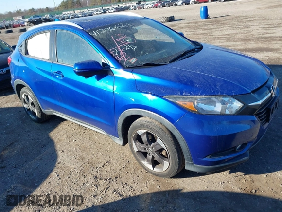 2018 Honda HR-V EX-L Navi with VIN 3CZRU6H74JM705814, listed as a IAAI auction lot 41296671 with 56,702 mi miles. Bid and sale history available at carsss.com. Image 1.