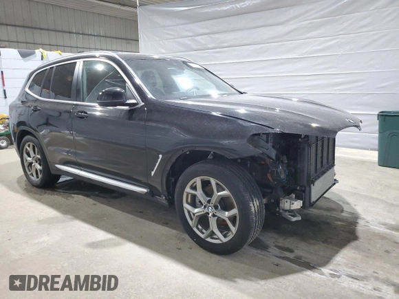 2022 BMW X3 xDrive30i with VIN 5UX53DP01N9M07451, listed as a Copart auction lot 45893785 with 36,661 mi miles and Salvage Title. Bid and sale history available at DreamBid. Image 4.