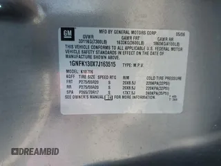 2007 Chevrolet Tahoe LT with VIN 1GNFK130X7J163515, listed as a Copart auction lot 61638245 with 246,785 mi miles and Salvage title. Bid and sale history available at DreamBid. Image 12.