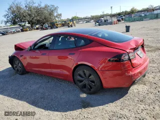 2023 Tesla Model S with VIN 5YJSA1E5XPF499692, listed as a Copart auction lot 48759145 with 0 mi miles and Salvage Title. Bid and sale history available at carsss.com. Image 2.
