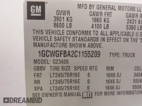 2012 Chevrolet Express Cargo с VIN 1GCWGFBA2C1155209, выставлен на аукционе IAAI как лот 42559839 с пробегом 222 712 миль миль и . История ставок и продаж доступна на DreamBid. Изображение 9.