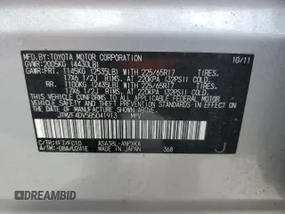 2011 Toyota RAV4 with VIN JTMZF4DV5B5041913, listed as a Copart auction lot 54936405 with 110,554 mi miles and Salvage Title. Bid and sale history available at DreamBid. Image 12.