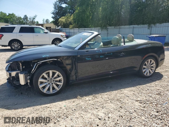 2018 Audi A5 Cabriolet Premium Plus z VIN WAUYNGF59JN009071, wystawiony jako Copart lot #53719285 z przebiegiem 82 038 mil mil oraz Szkoda całkowita • Salvage title. Historia ofert i sprzedaży dostępna na DreamBid. Obrazek 1.