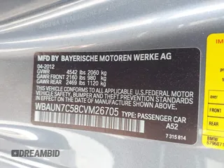 2012 BMW 1 Series 135i with VIN WBAUN7C58CVM26705, listed as a IAAI auction lot 42505448 with 72,336 mi miles and . Bid and sale history available at DreamBid. Image 9.