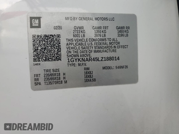 2020 Cadillac XT5 Luxury FWD z VIN 1GYKNAR45LZ188014, wystawiony jako Copart lot #79583434 z przebiegiem 40 043 mil mil oraz Szkoda całkowita • Salvage title. Historia ofert i sprzedaży dostępna na DreamBid. Obrazek 13.