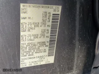 2016 Nissan Murano SL with VIN 5N1AZ2MHXGN166072, listed as a Copart auction lot 43659665 with 116,995 mi miles and Salvage Title. Bid and sale history available at carsss.com. Image 14.