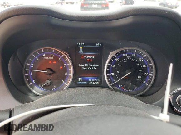 2017 Infiniti Q50 Red Sport 400 with VIN JN1FV7AP3HM850700, listed as a Copart auction lot 49844005 with 58,257 mi miles and Salvage title. Bid and sale history available at DreamBid. Image 9.