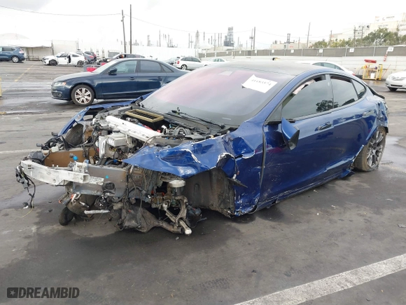 2021 Tesla Model S Plaid with VIN 5YJSA1E69MF449385, listed as a IAAI auction lot 41183574 with 1 mi miles. Bid and sale history available at carsss.com. Image 19.