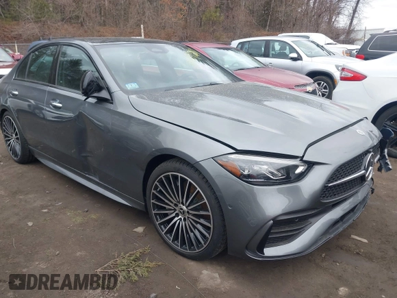 2025 Mercedes-Benz C 300 with VIN W1KAF4HB8SR243351, listed as a IAAI auction lot 41689281 with 991 mi miles and . Bid and sale history available at DreamBid. Image 1.