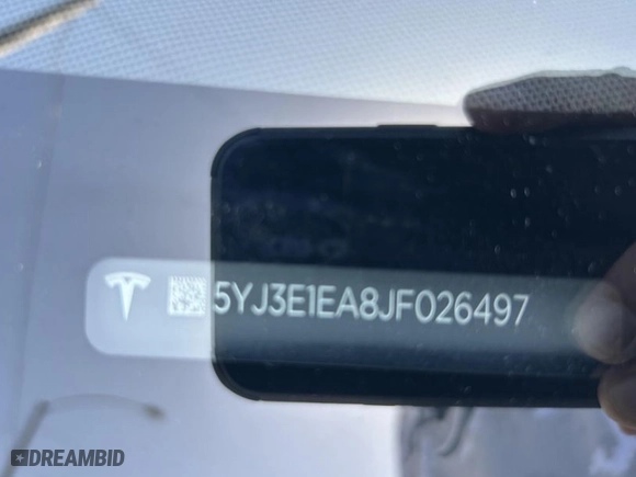 2018 Tesla Model 3 Long Range Battery with VIN 5YJ3E1EA8JF026497, listed as a IAAI auction lot 41987950 with 72,373 mi miles. Bid and sale history available at carsss.com. Image 9.