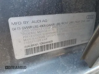 2013 Audi A4 Premium with VIN WAUBFAFL1DN046909, listed as a Copart auction lot 42209405 with 151,479 mi miles and Salvage title. Bid and sale history available at DreamBid. Image 12.
