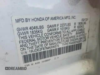 2021 Acura ILX Premium with VIN 19UDE2F87MA006570, listed as a Copart auction lot 66021195 with 47,196 mi miles and Clean title. Bid and sale history available at DreamBid. Image 12.