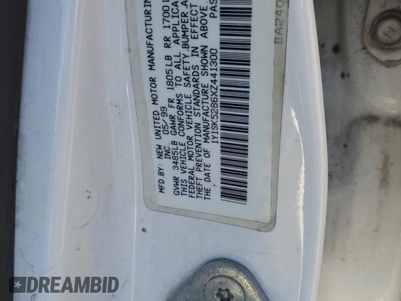 1999 Chevrolet Prizm z VIN 1Y1SK5286XZ441300, wystawiony jako Copart lot #43013045 z przebiegiem 253 632 mil mil oraz Szkoda całkowita • Salvage title. Historia ofert i sprzedaży dostępna na DreamBid. Obrazek 12.