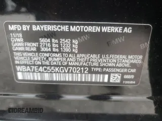 2019 BMW 7 Series 740i xDrive z VIN WBA7E4C55KGV70212, wystawiony jako Copart lot #57330965 z przebiegiem 48 408 mil mil oraz Szkoda całkowita • Salvage title. Historia ofert i sprzedaży dostępna na DreamBid. Obrazek 12.