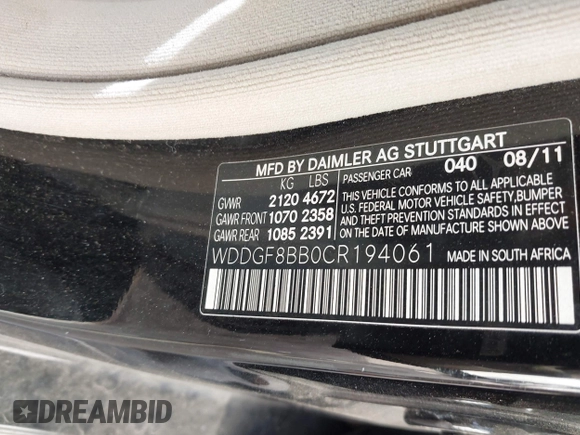 2012 Mercedes-Benz C 300 Sport с VIN WDDGF8BB0CR194061, выставлен на аукционе IAAI как лот 42309322 с пробегом 100 508 миль миль и . История ставок и продаж доступна на DreamBid. Изображение 9.