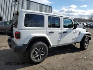 2025 Jeep Wrangler Sahara with VIN 1C4PJXENXSW506251, listed as a Copart auction lot 44613595 with 3,917 mi miles and Clean Title. Bid and sale history available at DreamBid. Image 3.