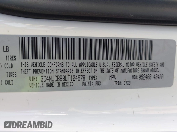 2020 Jeep Compass Altitude z VIN 3C4NJCBB8LT124978, wystawiony jako IAAI lot #42084990 z przebiegiem 101 501 mil mil oraz . Historia ofert i sprzedaży dostępna na DreamBid. Obrazek 9.