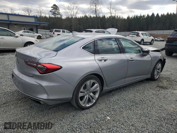 2021 Acura TLX w/Technology Package with VIN 19UUB6F43MA010418, listed as a Copart auction lot 42379255 with 0 mi miles and Salvage Title. Bid and sale history available at carsss.com. Image 3.