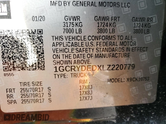 2020 Chevrolet Silverado 1500 LT with VIN 1GCRYDEDXLZ220779, listed as a Copart auction lot 46518275 with 133,306 mi miles and Salvage Title. Bid and sale history available at carsss.com. Image 12.