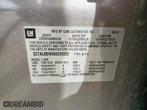 2010 GMC Terrain SLE-2 with VIN 2CTALDEW0A6239335, listed as a Copart auction lot 48861855 with 176,858 mi miles and Salvage Title. Bid and sale history available at carsss.com. Image 14.