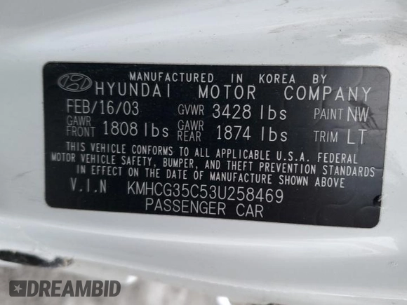 2003 Hyundai Accent GL with VIN KMHCG35C53U258469, listed as a Copart auction lot 82977294 with 99,136 mi miles and Clean Title. Bid and sale history available at carsss.com. Image 12.