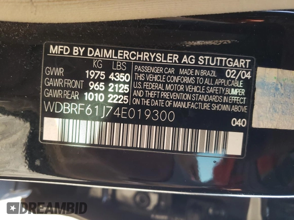 2004 Mercedes-Benz C 240 с VIN WDBRF61J74E019300, выставлен на аукционе Copart как лот 49879405 с пробегом 142 391 миль миль и Списание • Salvage title. История ставок и продаж доступна на DreamBid. Изображение 12.