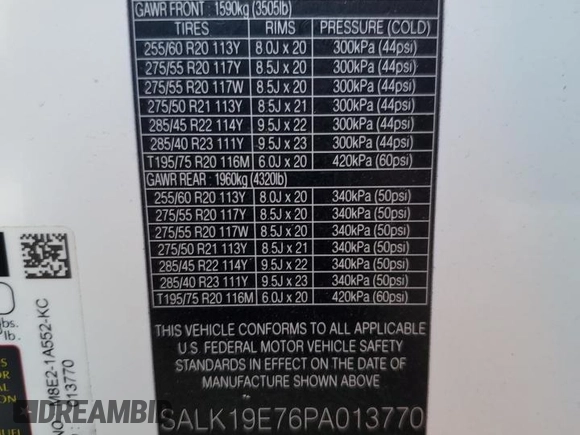 2023 Land Rover Range Rover Autobiography z VIN SALK19E76PA013770, wystawiony jako Copart lot #88916225 z przebiegiem 64 666 mil mil oraz Nie do naprawy • Non repairable. Historia ofert i sprzedaży dostępna na DreamBid. Obrazek 13.