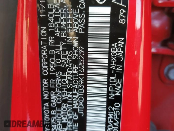 2019 Toyota Prius L z VIN JTDKDTB39K1625239, wystawiony jako Copart lot #84699104 z przebiegiem Nie podano mil oraz Szkoda całkowita • Salvage title. Historia ofert i sprzedaży dostępna na DreamBid. Obrazek 12.