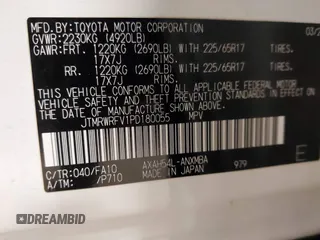 2023 Toyota RAV4 Hybrid XLE with VIN JTMRWRFV1PD180055, listed as a IAAI auction lot 41748593 with 40,487 mi miles. Bid and sale history available at carsss.com. Image 9.