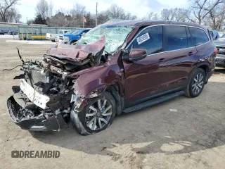 2021 Honda Pilot EX-L with VIN 5FNYF6H51MB060655, listed as a Copart auction lot 46318785 with 0 mi miles and Salvage Title. Bid and sale history available at carsss.com. Image 1.