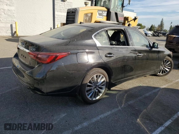 2024 Infiniti Q50 Luxe with VIN JN1EV7BR6RM630707, listed as a Copart auction lot 77115644 with 3,013 mi miles and Salvage Title. Bid and sale history available at DreamBid. Image 3.