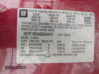 2013 GMC Sierra 1500 SLE z VIN 3GTP1VE00DG364874, wystawiony jako IAAI lot #42086793 z przebiegiem 147 206 mil mil oraz . Historia ofert i sprzedaży dostępna na DreamBid. Obrazek 9.