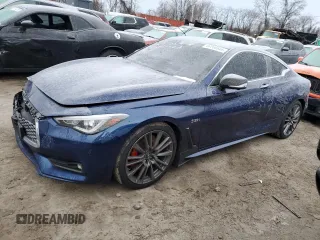2017 Infiniti Q60 Red Sport 400 with VIN JN1FV7EK4HM611381, listed as a Copart auction lot 84266544 with 97,162 mi miles and Salvage Title. Bid and sale history available at carsss.com. Image 1.