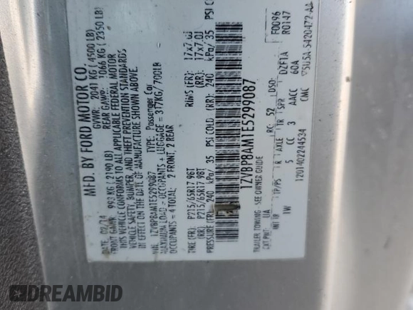 2014 Ford Mustang V6 with VIN 1ZVBP8AM1E5299087, listed as a Copart auction lot 88458015 with 109,030 mi miles and Salvage title. Bid and sale history available at DreamBid. Image 14.
