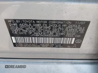 2008 Lexus IS 250 with VIN JTHBK262682066851, listed as a IAAI auction lot 42683470 with 273,600 mi miles and . Bid and sale history available at DreamBid. Image 9.