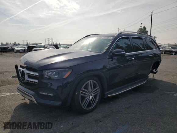 2021 Mercedes-Benz GLS 450 with VIN 4JGFF5KE9MA380689, listed as a Copart auction lot 43480605 with 52,217 mi miles and Salvage title. Bid and sale history available at DreamBid. Image 1.