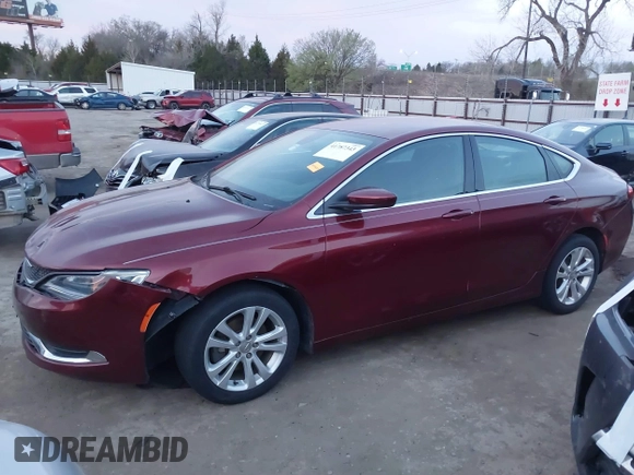 2015 Chrysler 200 Limited with VIN 1C3CCCAB7FN667556, listed as a IAAI auction lot 41787343 with 166,919 mi miles. Bid and sale history available at carsss.com. Image 14.
