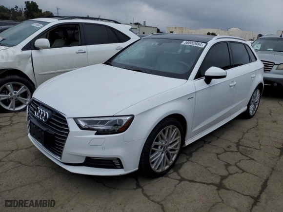 2018 Audi A3 Sportback e-tron Premium Plus with VIN WAUTPBFF7JA081636, listed as a Copart auction lot 38582684 with 55,955 mi miles. Bid and sale history available at carsss.com. Image 1.