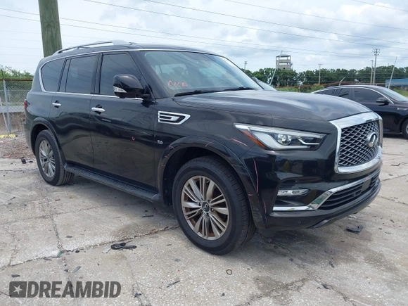 2018 Infiniti QX80 with VIN JN8AZ2NF1J9663338, listed as a IAAI auction lot 42689592 with 69,559 mi miles and . Bid and sale history available at DreamBid. Image 1.