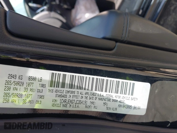 2018 Jeep Grand Cherokee Altitude with VIN 1C4RJEAG7JC354191, listed as a IAAI auction lot 42276081 with 51,220 mi miles and . Bid and sale history available at DreamBid. Image 9.