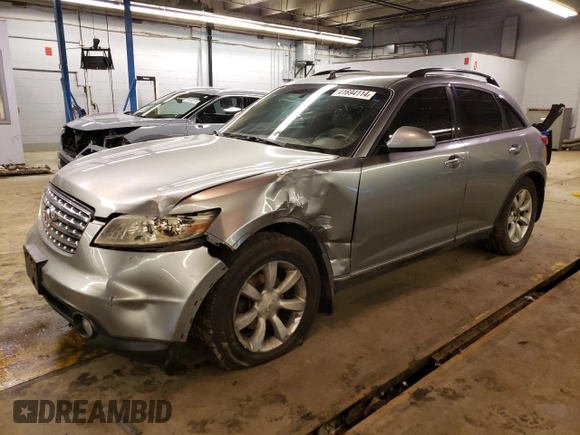 2004 Infiniti FX35 with VIN JNRAS08W24X221989, listed as a Copart auction lot 41694114 with 189,738 mi miles and Salvage Title. Bid and sale history available at carsss.com. Image 1.