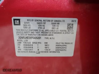 2015 Chevrolet Equinox LTZ with VIN 2GNFLHE3XF6435201, listed as a Copart auction lot 89380905 with 123,771 mi miles and Salvage Title. Bid and sale history available at carsss.com. Image 13.