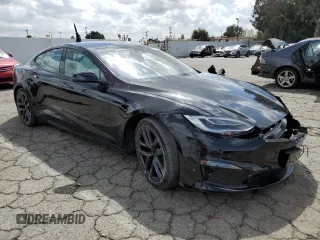 2022 Tesla Model S Plaid with VIN 5YJSA1E69NF460808, listed as a Copart auction lot 48766764 with 12,836 mi miles and Salvage Title. Bid and sale history available at DreamBid. Image 4.