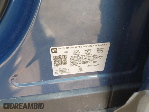 2024 Chevrolet Equinox LS z VIN 3GNAXHEG1RL151909, wystawiony jako IAAI lot #42049954 z przebiegiem 13 883 mil mil oraz . Historia ofert i sprzedaży dostępna na DreamBid. Obrazek 9.