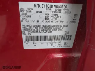 2009 Ford Edge SEL with VIN 2FMDK38C49BA81880, listed as a IAAI auction lot 41627083 with 187,777 mi miles. Bid and sale history available at carsss.com. Image 9.