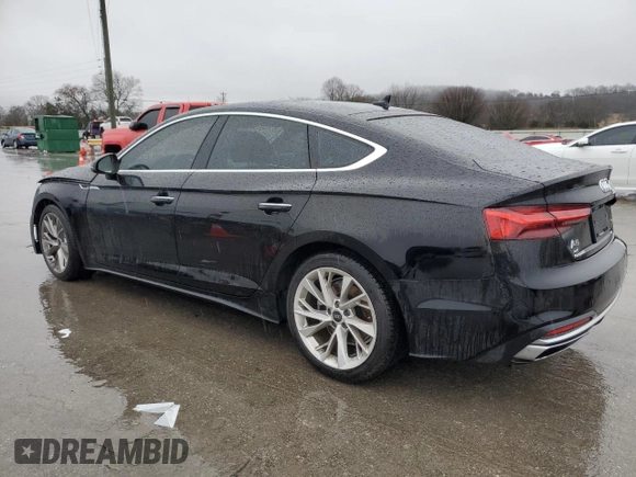 2023 Audi A5 Sportback Premium Plus with VIN WAUCBCF57PA010716, listed as a Copart auction lot 44939675 with 34,269 mi miles and Salvage Title. Bid and sale history available at carsss.com. Image 2.
