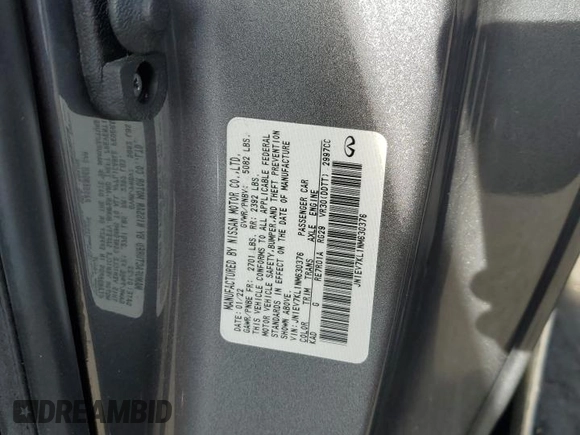 2022 Infiniti Q60 Luxe with VIN JN1EV7KL1NM630376, listed as a Copart auction lot 54434485 with 28,477 mi miles and Salvage title. Bid and sale history available at DreamBid. Image 12.